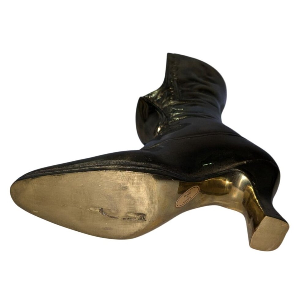 Vintage Brass Victorian Boot Vase - Picture 8 of 12